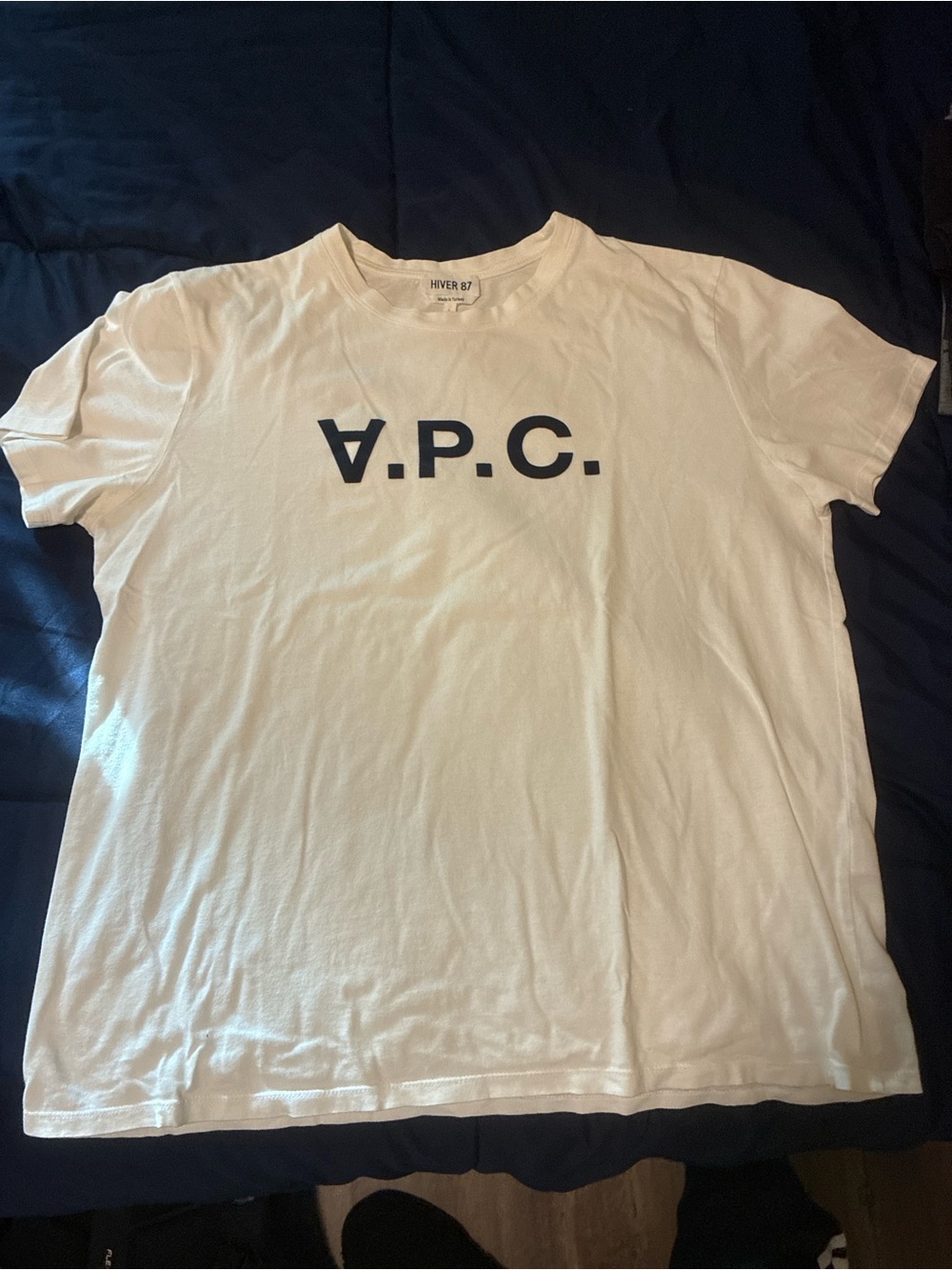 A.P.C. White Short-Sleeve Logo Tee with Black Print